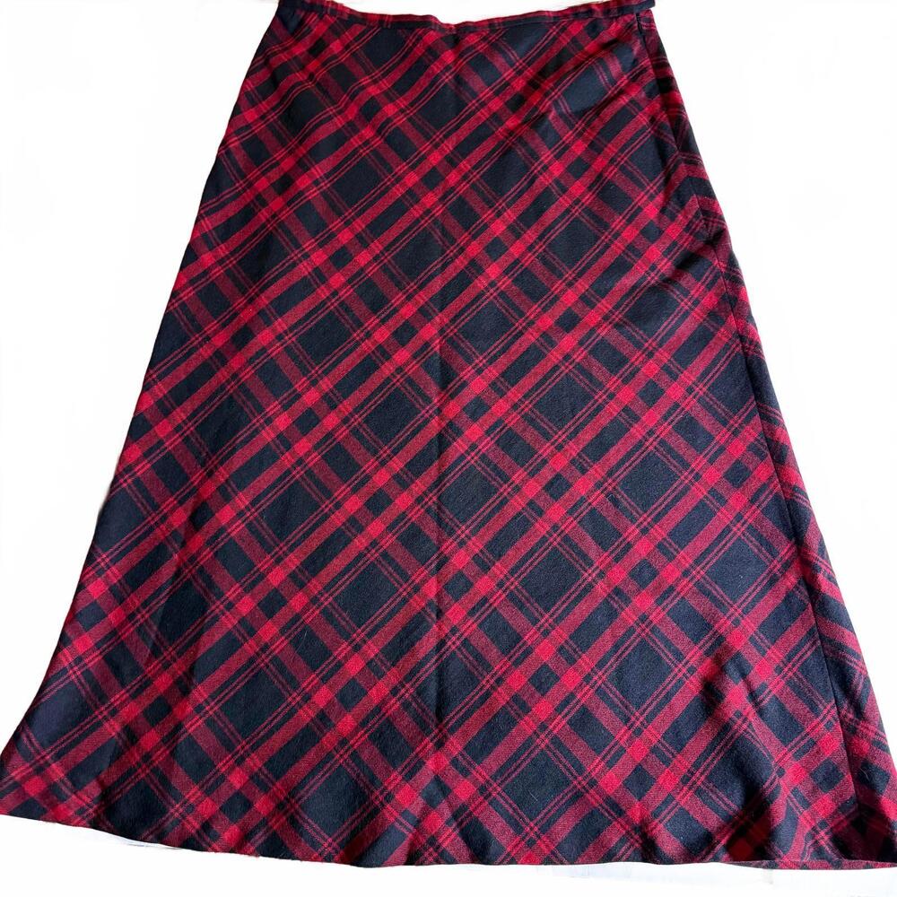 Vintage NWT Wool Blend Tartan Midi Skirt. Y2K. Preppy. Holidays Christmas SZ‎ 14